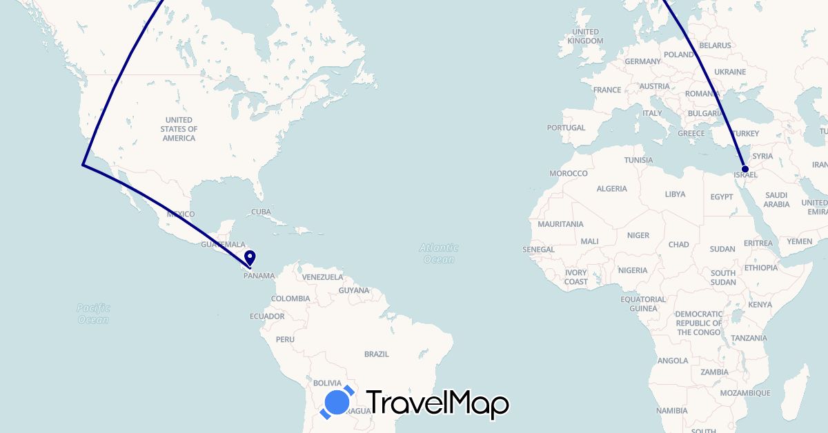 TravelMap itinerary: driving in Costa Rica, Israel (Asia, North America)